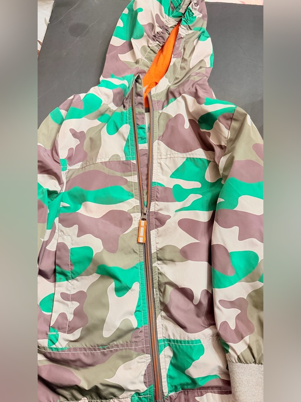 Mini Boden Orange Lined Camo Jacket